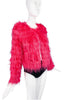 Vintage Hot Pink Salmon Faux Fur Shaggy Cropped Jacket