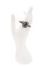 Mawi Blackened Silver Green Gemstone Sculptural Double Spike Statement Ring