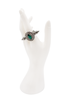 Mawi Blackened Silver Green Gemstone Sculptural Double Spike Statement Ring