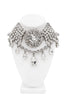 Vintage Silver Crystal Rhinestone Layered Teardrop Cluster Statement Necklace