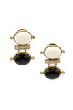 Valentino Gold Pavé Crystal Embellished White Black Enamel Earrings