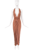 Versace Brown Ruched Halter Neck Dress Gown Runway SS2005