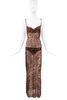 Vintage Brown Sheer Leopard Print Slip Dress Gown