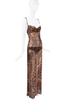 Vintage Brown Sheer Leopard Print Slip Dress Gown