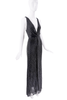 Roberto Cavalli Black Crystal Beaded Plunging Neckline Gown