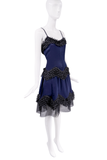 Chanel Blue Black Paneled Ruffle Tulle Dress Runway SS2004