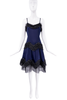 Chanel Blue Black Paneled Ruffle Tulle Dress Runway SS2004