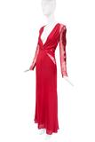 Roberto Cavalli Red Lace Cut Out Embellished Dress Gown