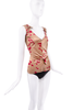 Saint Laurent Brown Red Heart Print Ruffle Tie Dress Set