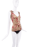 Saint Laurent Brown Red Heart Print Tank Top