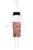 Saint Laurent Brown Red Heart Print Ruffle Tie Dress Set
