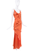 Nina Ricci Orange Silk Sarin Asymmetric Ruffle Dress Gown