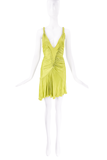 Roberto Cavalli Green Ruched Bias Cut Dress