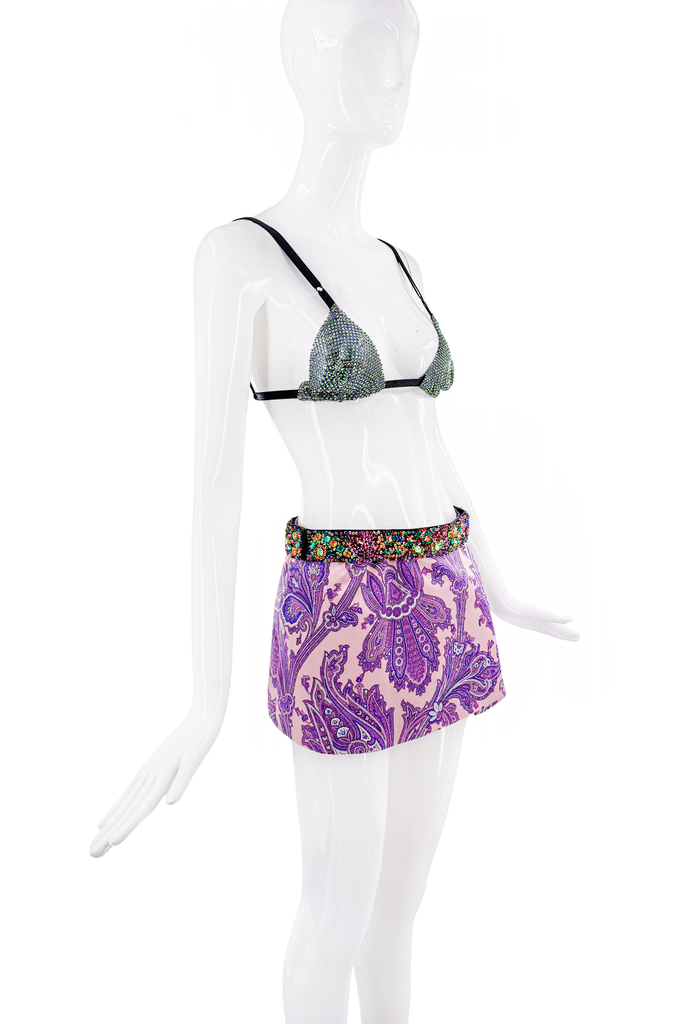 Dolce & Gabbana Purple Pink Paisley Micro Mini Skirt SS2000