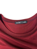 Helmut Lang Maroon Black Stripe Stretch T-Shirt Top