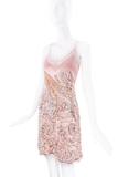 Roberto Cavalli Pink Sequin Lace Mesh Slip Mini Dress