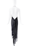 Saint Laurent Black Silk Backless Train Gown