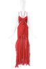 David Koma Red Lace Drop Waist Cut Out Gown