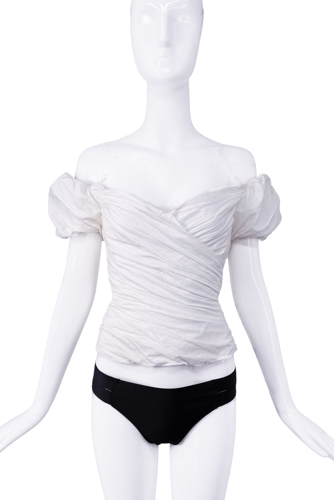 Vivienne Westwood White Off the Shoulder Puff Sleeve Topm