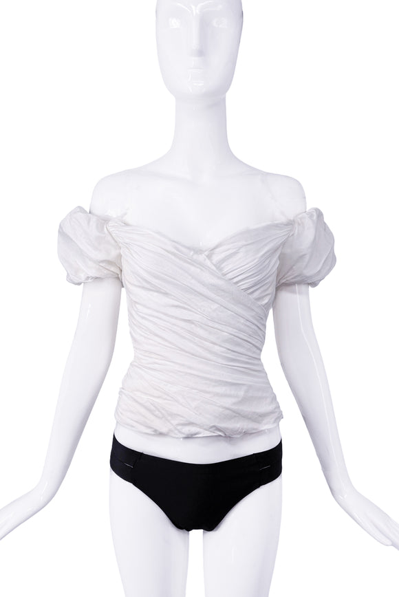 Vivienne Westwood White Off the Shoulder Puff Sleeve Topm