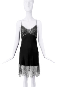 John Galliano Black Lace Slip Dress