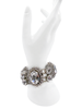 Balenciaga Silver Round and Oval Crystal Oversize Link Bracelet