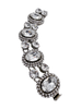 Balenciaga Silver Round and Oval Crystal Oversize Link Bracelet