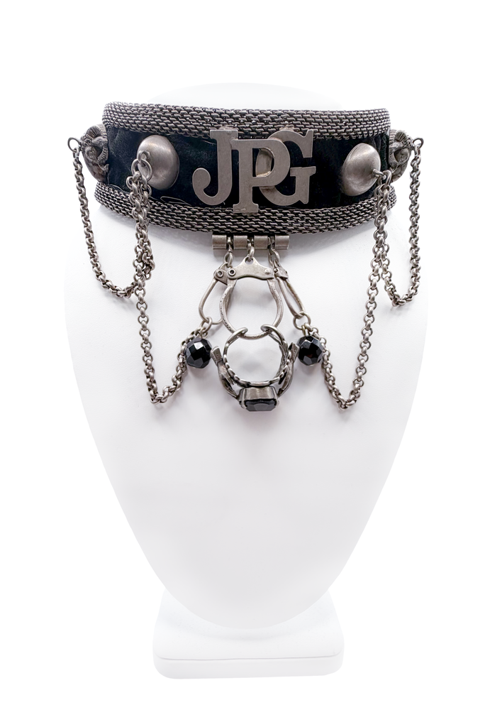 Jean Paul Gaultier Silver Draped Chains W/ Ram Embellishment and Ring Choker