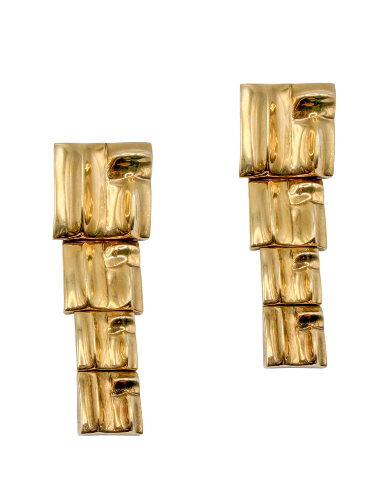 Roberto Cavalli Crocodile Graduating Textural Square Drop Earrings