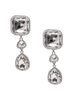 Alessandra Rich Silver Pavé Square Triangle Teardrop Crystal Drop Earrings