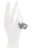Vintage Collection of Oversized Silver Cocktail Rings with Faceted Crystals