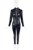 Vintage Black Latex Vinyl Stretch "Girl on the Motorcycle" Cat Suit Jumpsuit