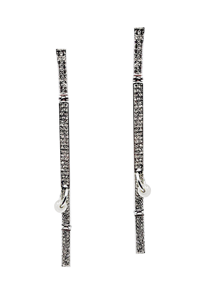 Christian Dior Blackened Silver Pavé Crystal Ring Drop Earrings