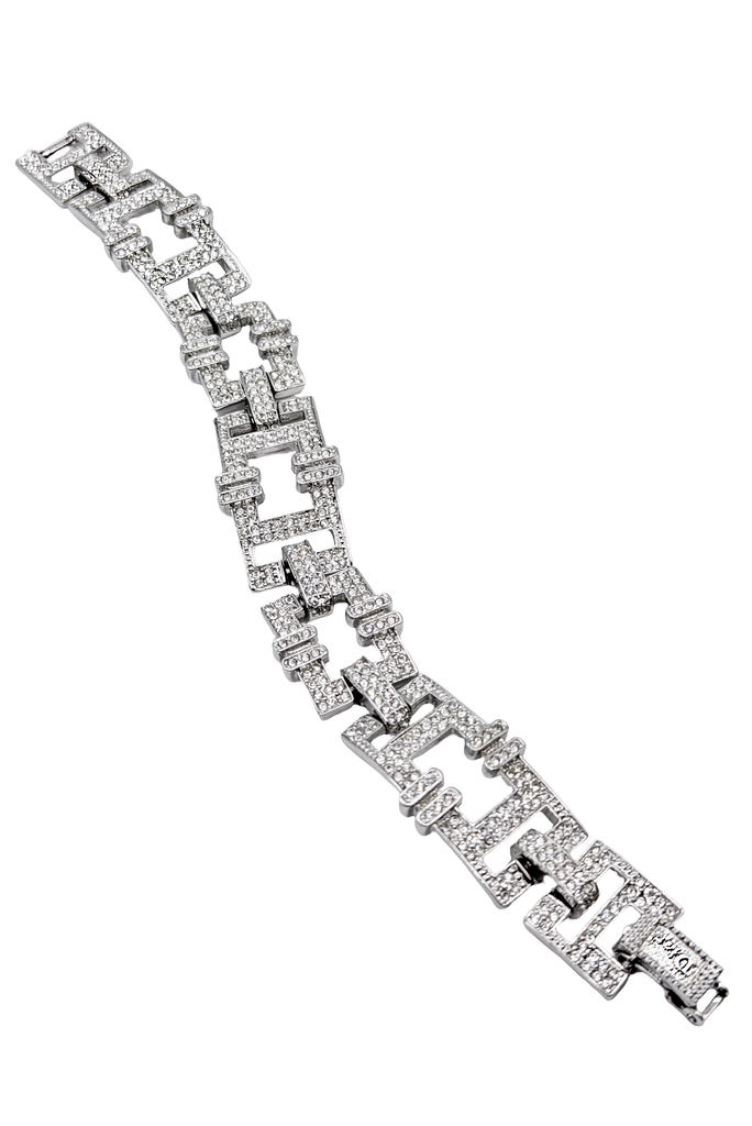 Christian Dior Silver Pavé Crystal Link Bracelet