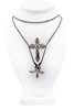 Blackened Silver Double Chain Cross Winged Tip Necklace
