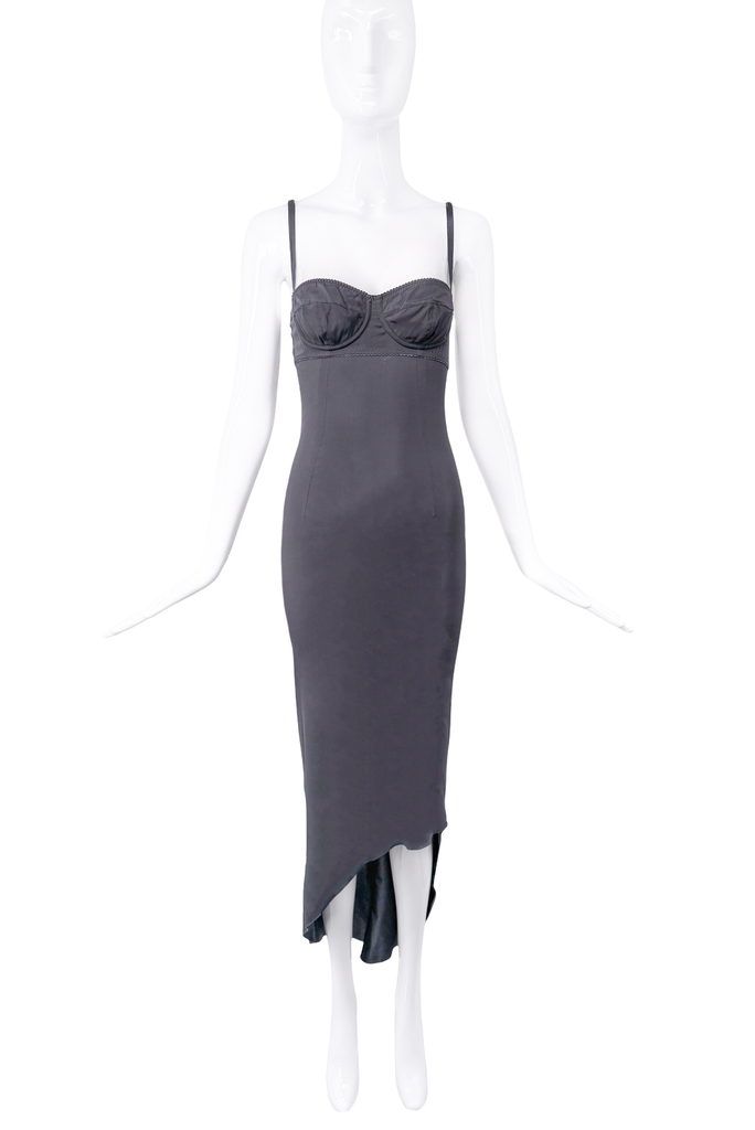 Dolce & Gabbana Dark Grey Asymmetric Slip Dress