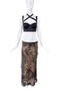 Roberto Cavalli Black and Brown Mesh Patterned Maxi Skirt