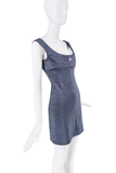 Vivienne Westwood Blue Lurex Orb Logo 90s Corset Mini Dress