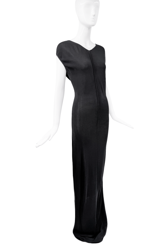 Claude Montana Black Knit Open Back Gown