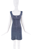 Vivienne Westwood Blue Lurex Orb Logo 90s Corset Mini Dress