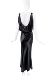 John Galliano Black Silk Satin Low Back Gown