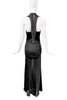 Mugler Black Knit Ruched Waist Crocheted Back Gown