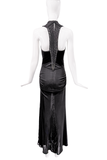 Mugler Black Knit Ruched Waist Crocheted Back Gown