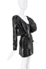 Saint Laurent Black Sequin Pleated Winged Shoulder Mini Dress SS2018