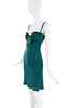 Dolce & Gabbana Green Rhinestone Chest Centerpiece Ruched Bustier Dress