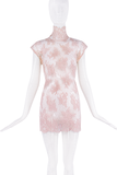 Dolce & Gabbana Pink Lace Sheer Flower Print Turtleneck Mini Dress