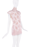 Dolce & Gabbana Pink Lace Sheer Flower Print Turtleneck Mini Dress
