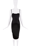 Dolce & Gabbana Black Silk Satin Bodycon Lace Bustier Midi Dress