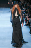 Saint Laurent Black Chiffon Halter Neck Mesh Cut Out Gown SS13