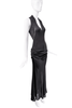 Mugler Black Knit Ruched Waist Crocheted Back Gown